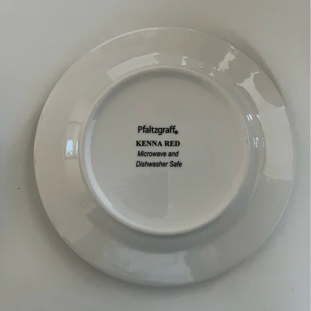 Pfaltzgraff Kenna Red Salad Plates Set Of 4 Red Check gingham Border Exc Cond - Picture 7 of 9